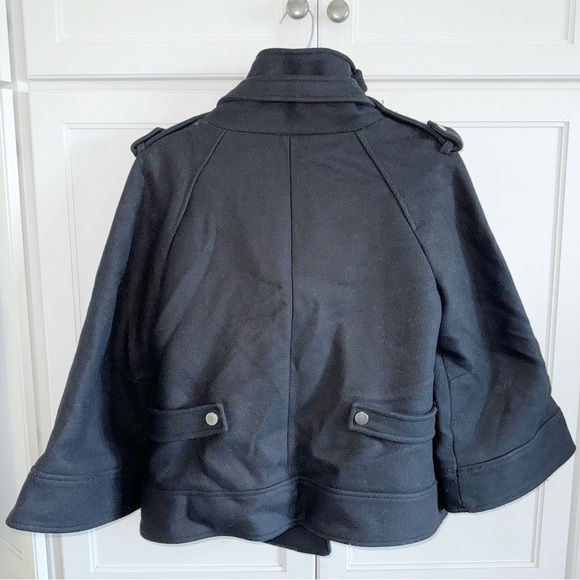 ZARA RARE BLACK COAT CAPE JACKET ASYMMETRICAL ZIP SIZE SMALL Peacoat Goth - Picture 3 of 13